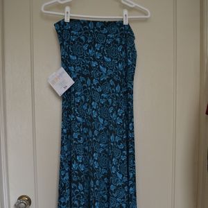 Navy & Turquoise Floral Lularoe Maxi Skirt XS NWT